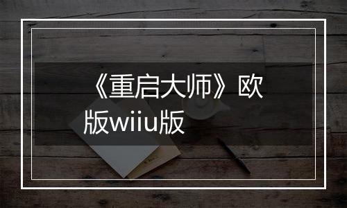 《重启大师》欧版wiiu版