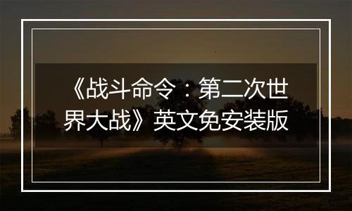 《战斗命令：第二次世界大战》英文免安装版