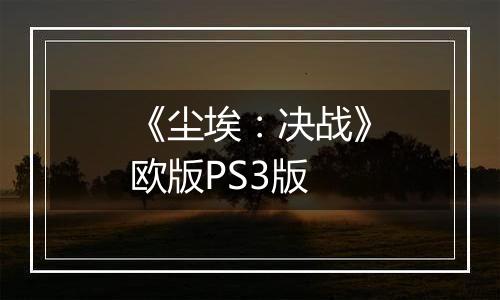 《尘埃：决战》欧版PS3版