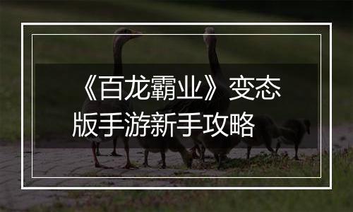 《百龙霸业》变态版手游新手攻略