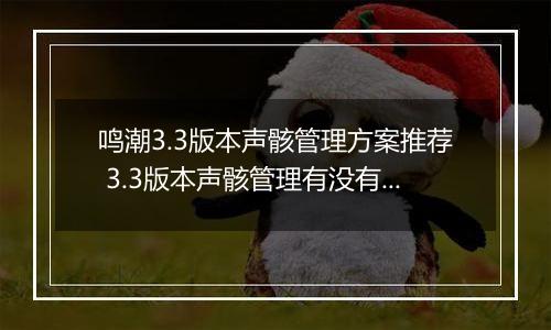 鸣潮3.3版本声骸管理方案推荐 3.3版本声骸管理有没有方案码