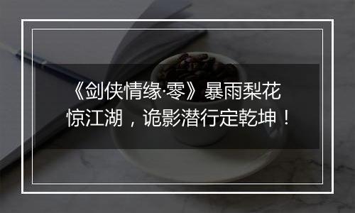 《剑侠情缘·零》暴雨梨花惊江湖，诡影潜行定乾坤！