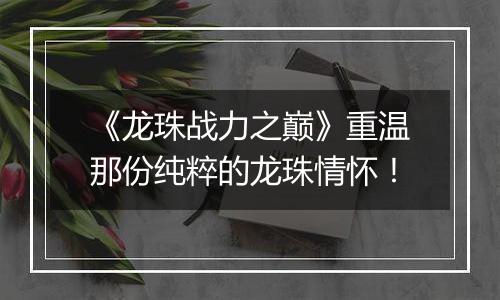 《龙珠战力之巅》重温那份纯粹的龙珠情怀！