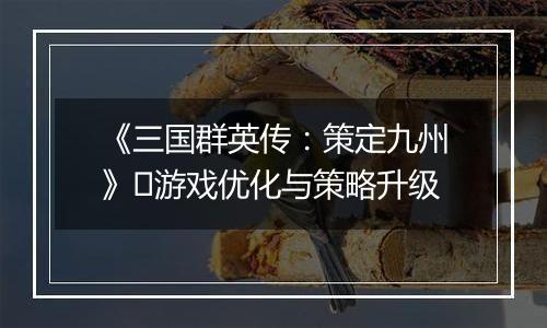 《三国群英传：策定九州》​游戏优化与策略升级