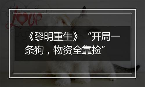 《黎明重生》“开局一条狗，物资全靠捡”