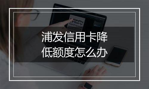 浦发信用卡降低额度怎么办
