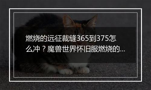 燃烧的远征裁缝365到375怎么冲?魔兽世界怀旧服燃烧的远征职业怎么选