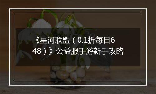 《星河联盟（0.1折每日648）》公益服手游新手攻略