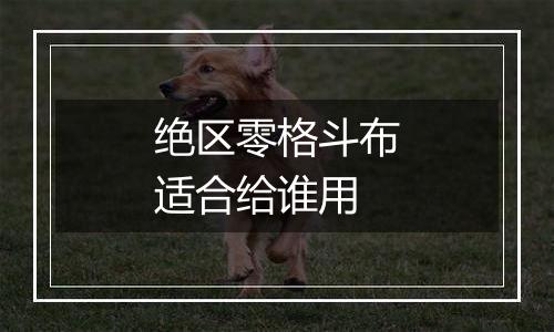 绝区零格斗布适合给谁用