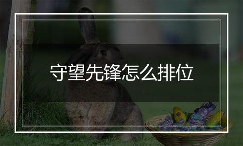 守望先锋怎么排位