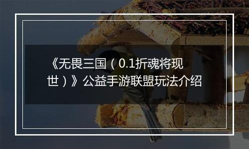 《无畏三国（0.1折魂将现世）》公益手游联盟玩法介绍