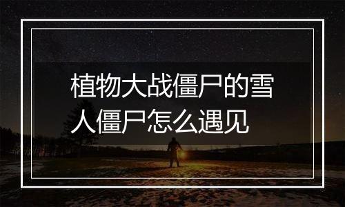 植物大战僵尸的雪人僵尸怎么遇见