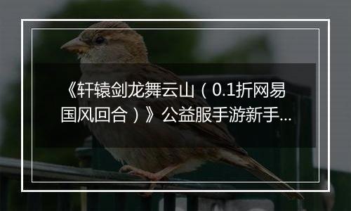 《轩辕剑龙舞云山（0.1折网易国风回合）》公益服手游新手攻略