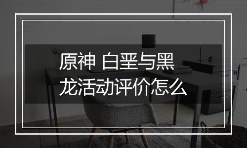 原神 白垩与黑龙活动评价怎么