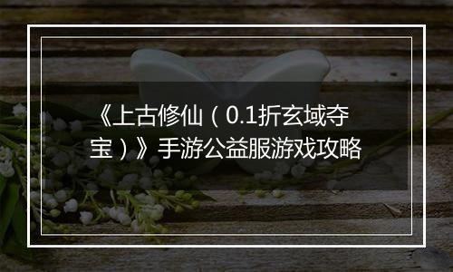 《上古修仙（0.1折玄域夺宝）》手游公益服游戏攻略