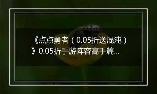 《点点勇者（0.05折送混沌）》0.05折手游阵容高手篇上