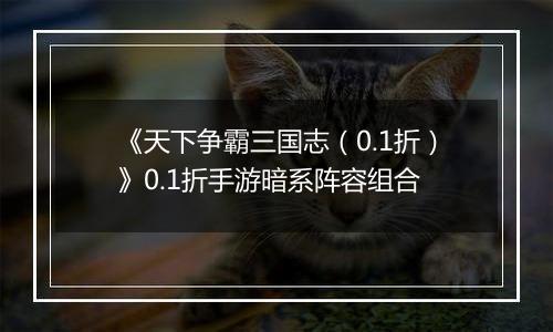 《天下争霸三国志（0.1折）》0.1折手游暗系阵容组合