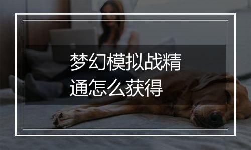 梦幻模拟战精通怎么获得