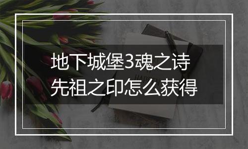 地下城堡3魂之诗先祖之印怎么获得