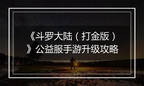 《斗罗大陆（打金版）》公益服手游升级攻略