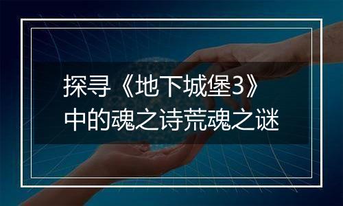 探寻《地下城堡3》中的魂之诗荒魂之谜