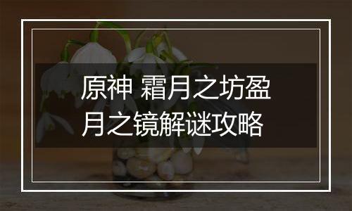 原神 霜月之坊盈月之镜解谜攻略
