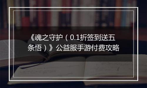 《魂之守护（0.1折签到送五条悟）》公益服手游付费攻略