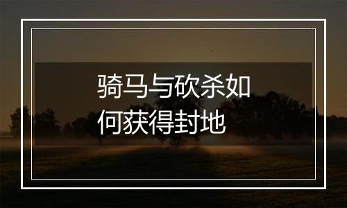 骑马与砍杀如何获得封地
