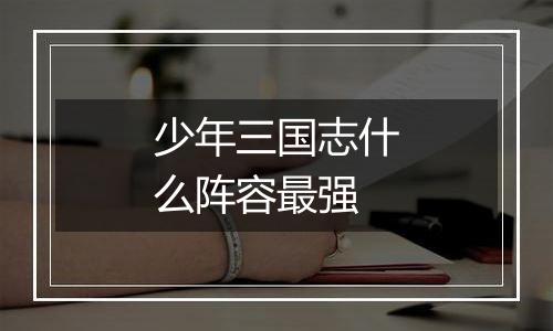 少年三国志什么阵容最强