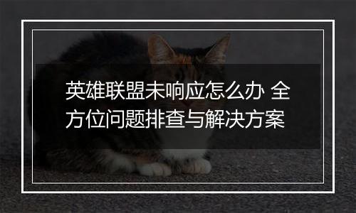 英雄联盟未响应怎么办 全方位问题排查与解决方案