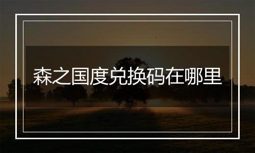 森之国度兑换码在哪里