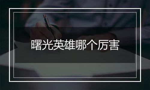 曙光英雄哪个厉害