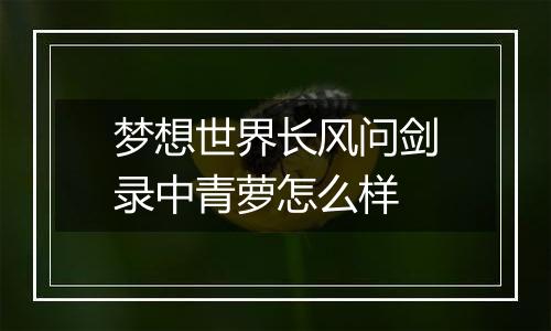 梦想世界长风问剑录中青萝怎么样