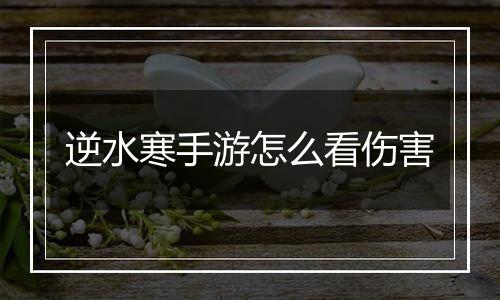 逆水寒手游怎么看伤害