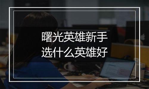 曙光英雄新手选什么英雄好