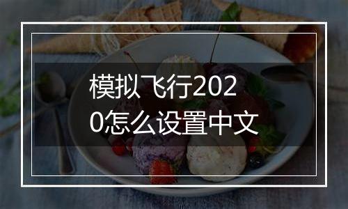 模拟飞行2020怎么设置中文