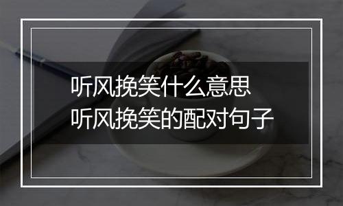听风挽笑什么意思  听风挽笑的配对句子