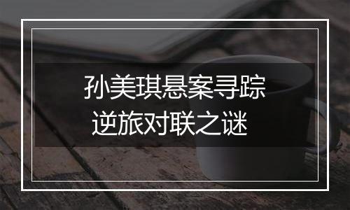 孙美琪悬案寻踪 逆旅对联之谜