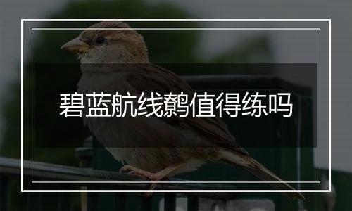 碧蓝航线鹩值得练吗