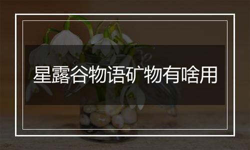 星露谷物语矿物有啥用