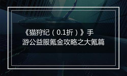 《猫狩纪（0.1折）》手游公益服氪金攻略之大氪篇