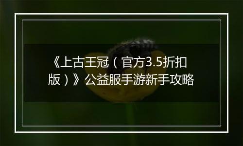 《上古王冠（官方3.5折扣版）》公益服手游新手攻略