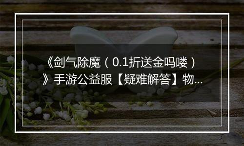 《剑气除魔（0.1折送金吗喽）》手游公益服【疑难解答】物品获得问题答疑