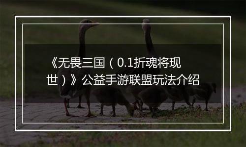 《无畏三国（0.1折魂将现世）》公益手游联盟玩法介绍