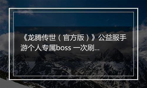 《龙腾传世（官方版）》公益服手游个人专属boss 一次刷个痛快