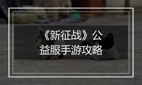 《新征战》公益服手游攻略