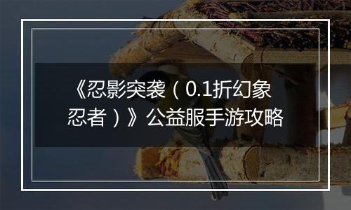 《忍影突袭（0.1折幻象忍者）》公益服手游攻略