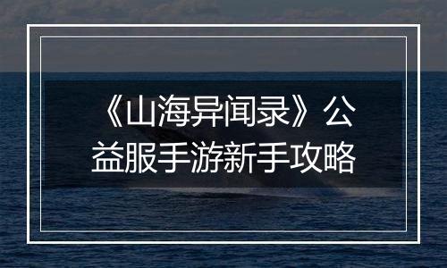《山海异闻录》公益服手游新手攻略