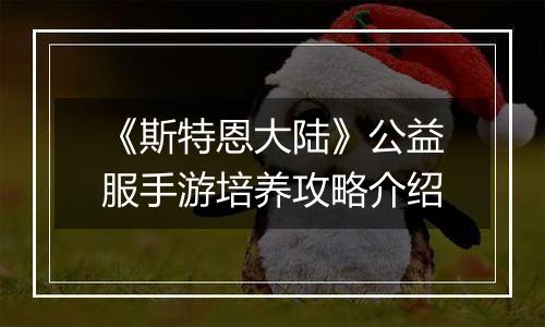 《斯特恩大陆》公益服手游培养攻略介绍