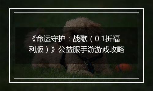 《命运守护：战歌（0.1折福利版）》公益服手游游戏攻略